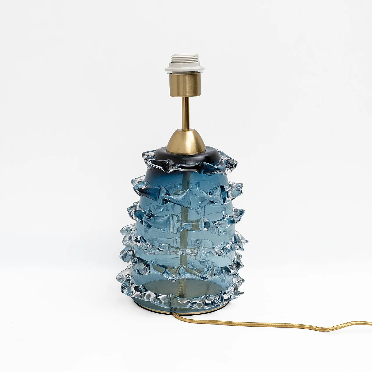 Pair of table lamps in blue Murano glass, 2000s 3