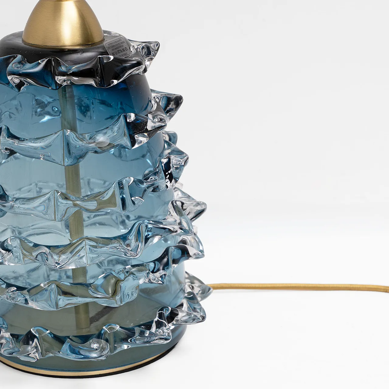 Pair of table lamps in blue Murano glass, 2000s 4