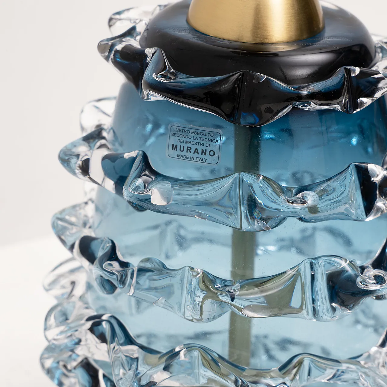 Pair of table lamps in blue Murano glass, 2000s 5