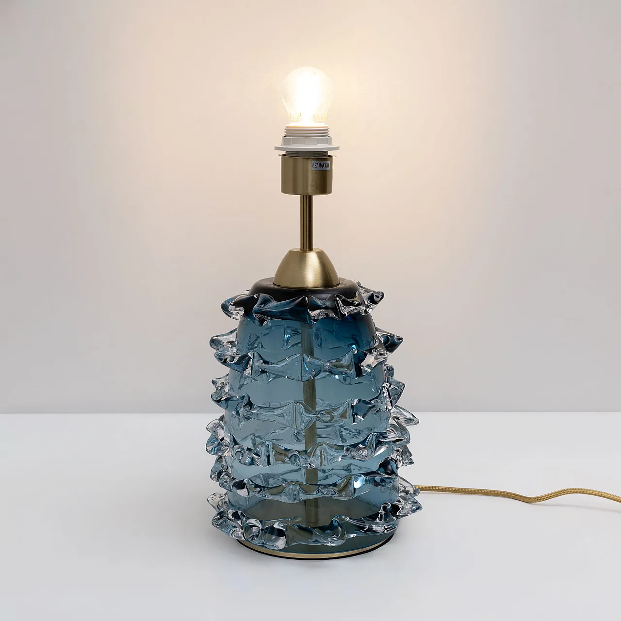 Pair of table lamps in blue Murano glass, 2000s 6