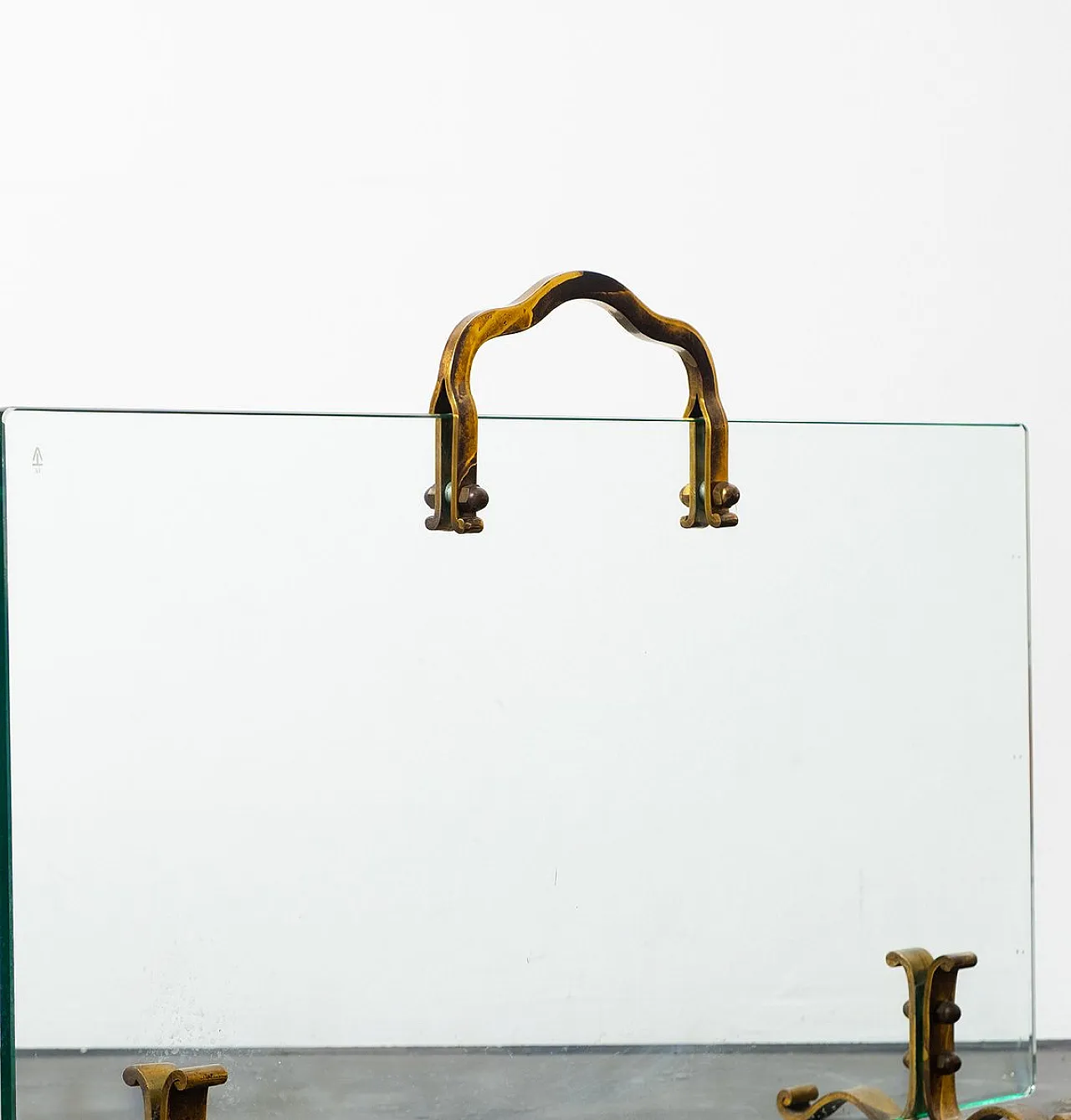 Glass and brass spark guards, 1950s 1