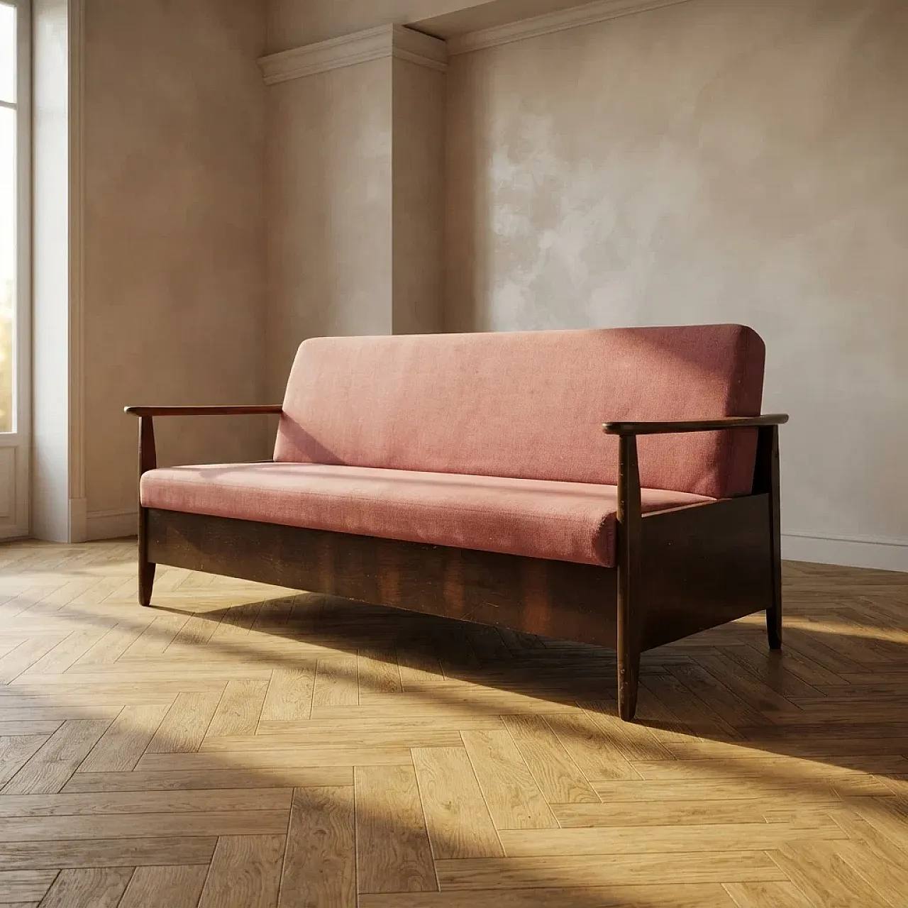 Burgundy sofa by Edmund Homa, 1960s 1