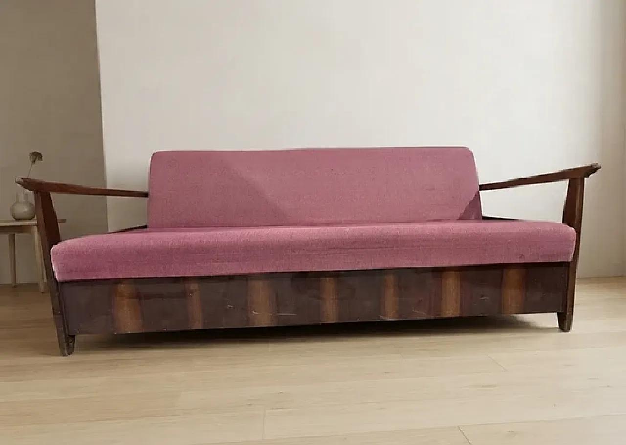 Burgundy sofa by Edmund Homa, 1960s 2