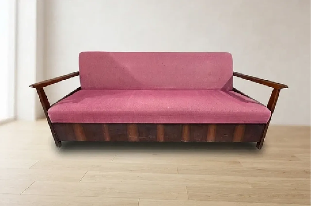 Burgundy sofa by Edmund Homa, 1960s 3