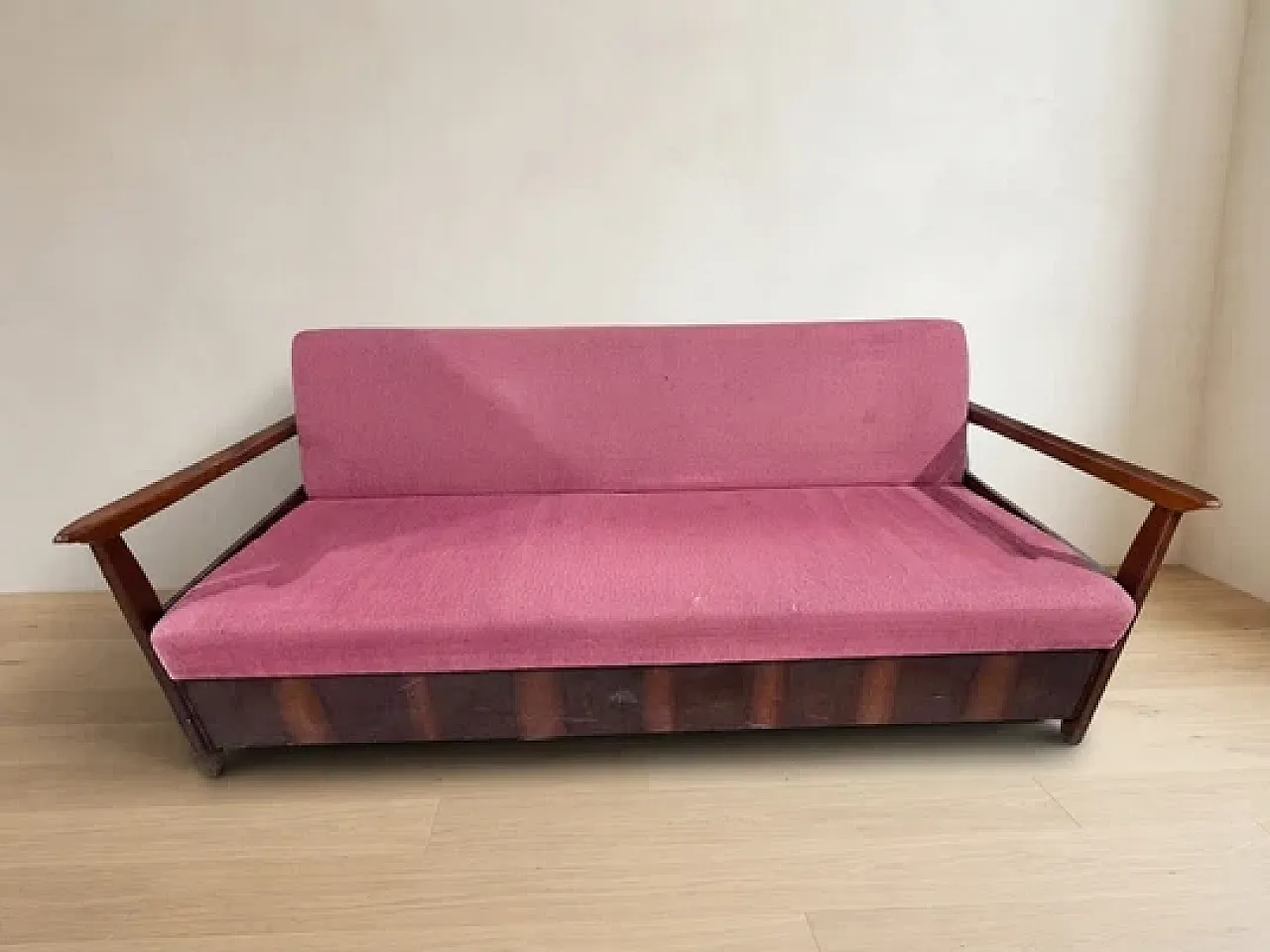 Burgundy sofa by Edmund Homa, 1960s 4