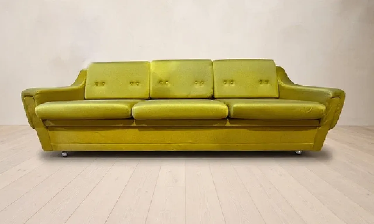 Mid-Century sofa in olive upholstered 3-seater, 20th century 2