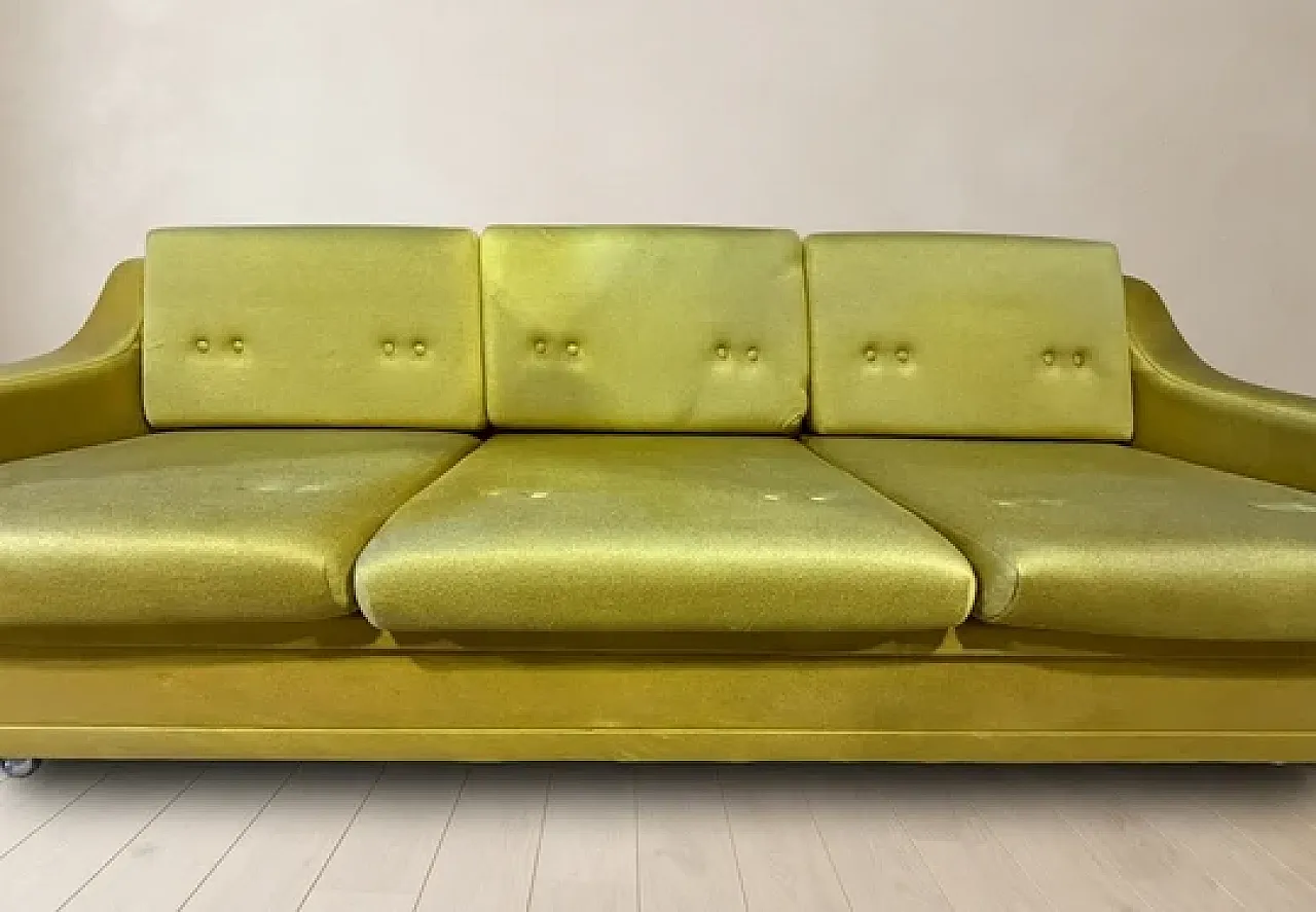 Mid-Century sofa in olive upholstered 3-seater, 20th century 3