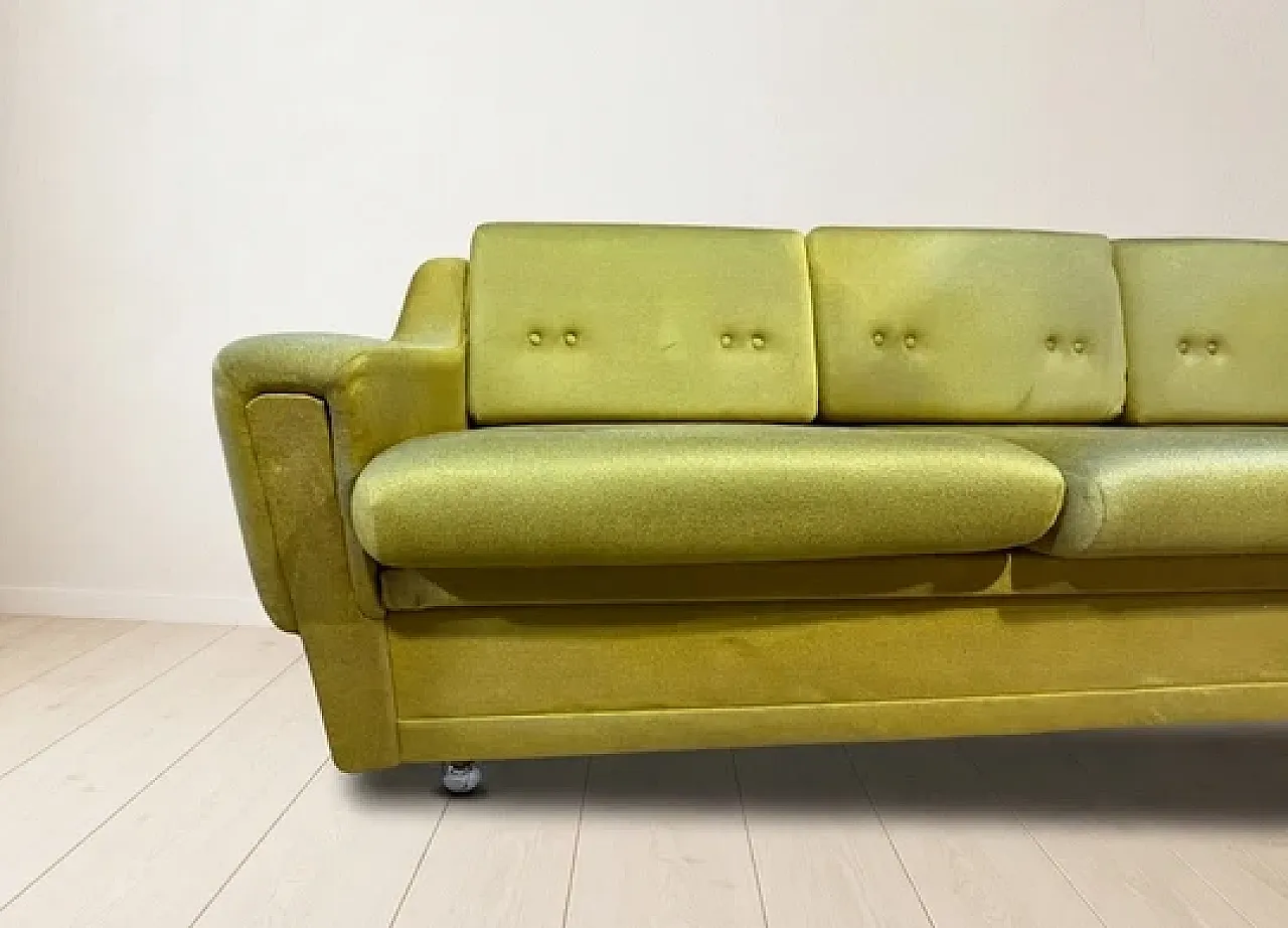 Mid-Century sofa in olive upholstered 3-seater, 20th century 4