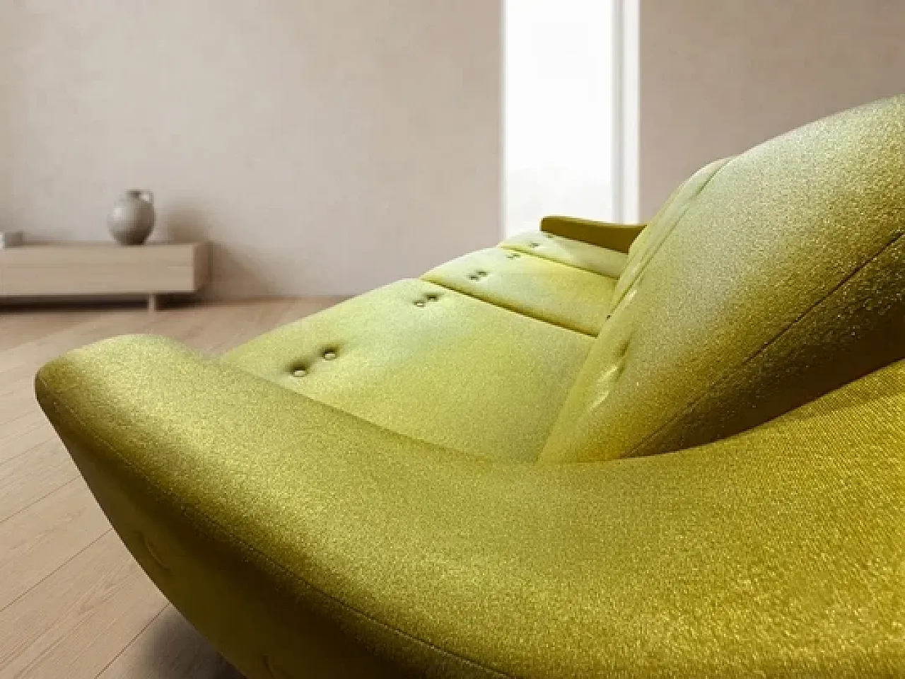 Mid-Century sofa in olive upholstered 3-seater, 20th century 6