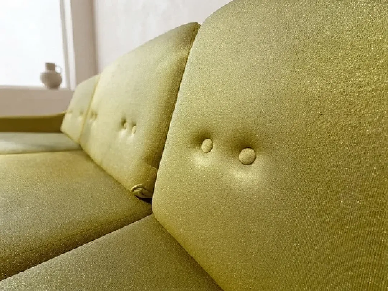 Mid-Century sofa in olive upholstered 3-seater, 20th century 8