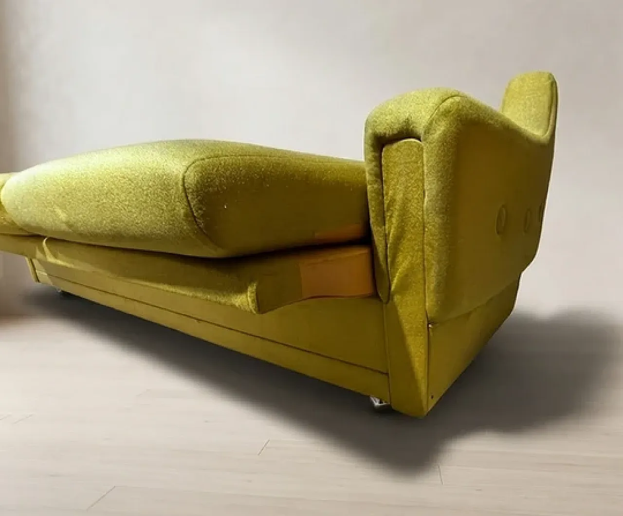 Mid-Century sofa in olive upholstered 3-seater, 20th century 9