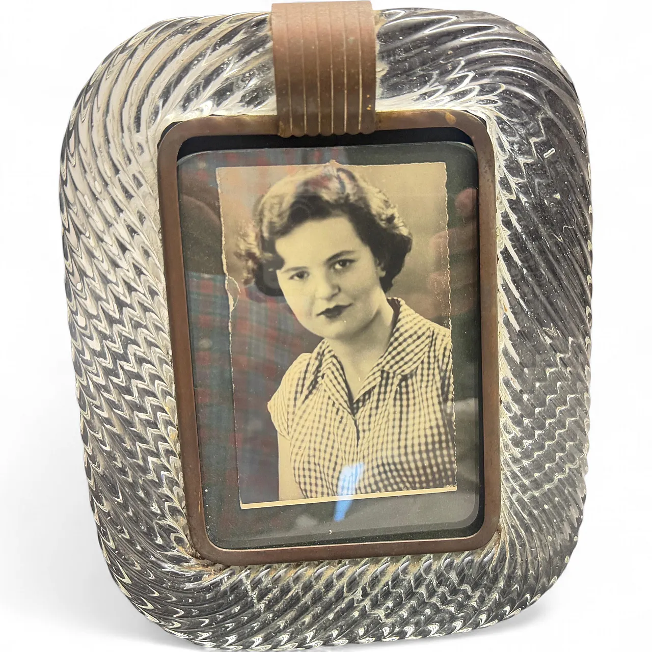 Barovier attributed Murano glass and brass picture frame, 1930s 15