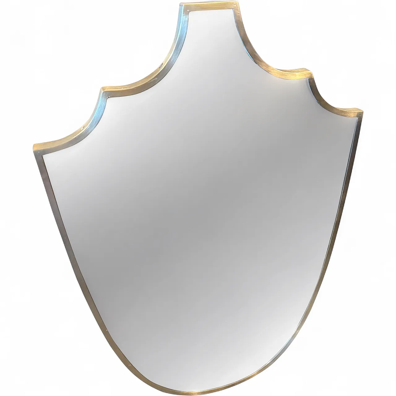 Specchio a forma di scudo in ottone massiccio di Gio Ponti, anni ’50 15