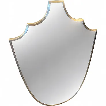 Gio Ponti solid brass shield wall mirror, 1950s