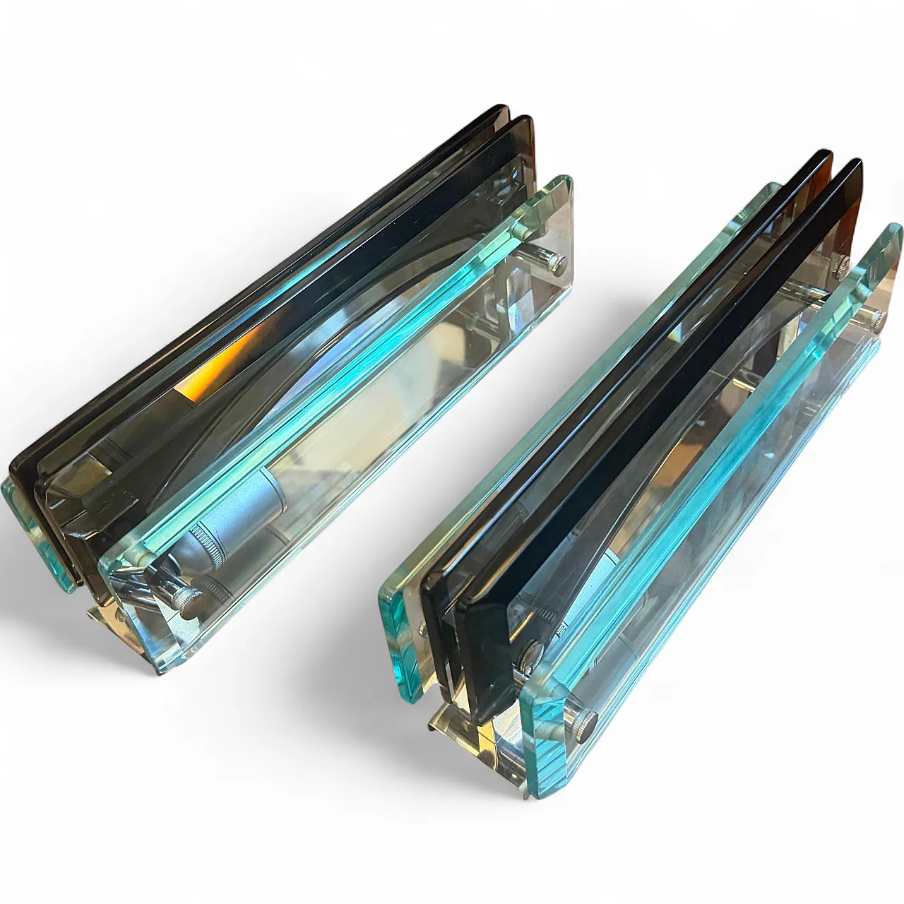 Pair of eavy glass wall sconces by Lupi Cristal Luxor, 1960s 15