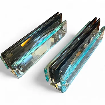 Pair of eavy glass wall sconces by Lupi Cristal Luxor, 1960s