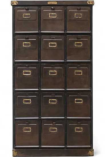 Mid-Century Industrial steel 15-tier cabinet, 1950s