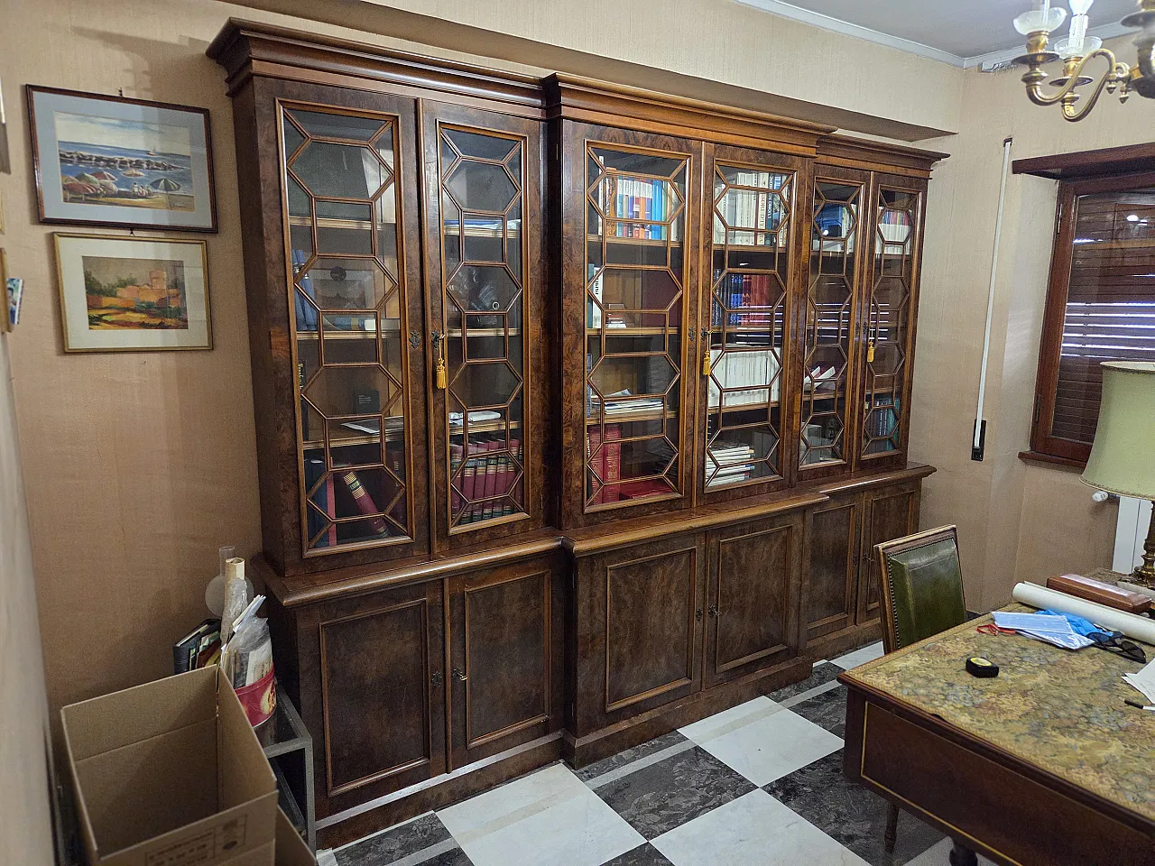 Large English style Bookcase with glass doors 1