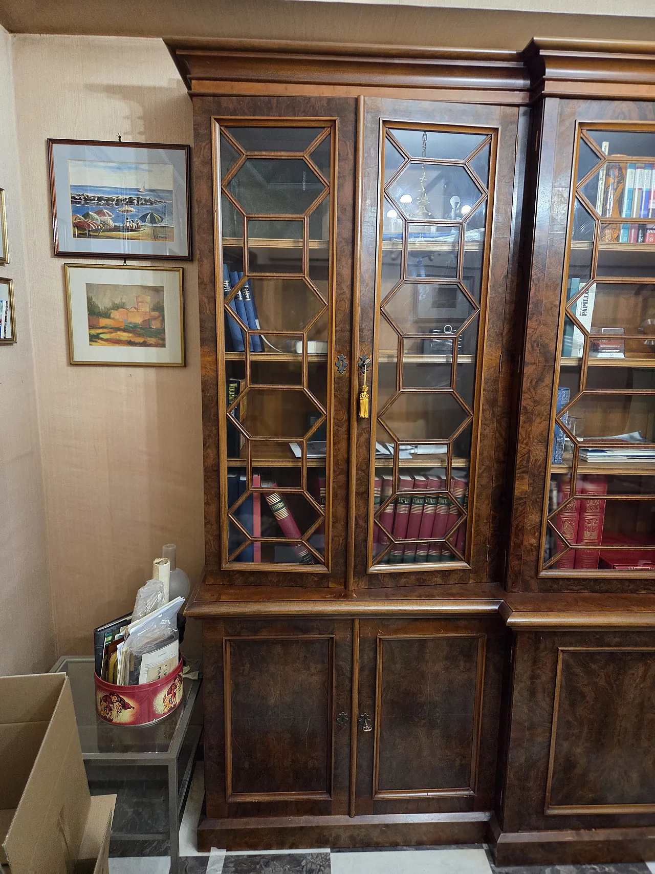Large English style Bookcase with glass doors 2