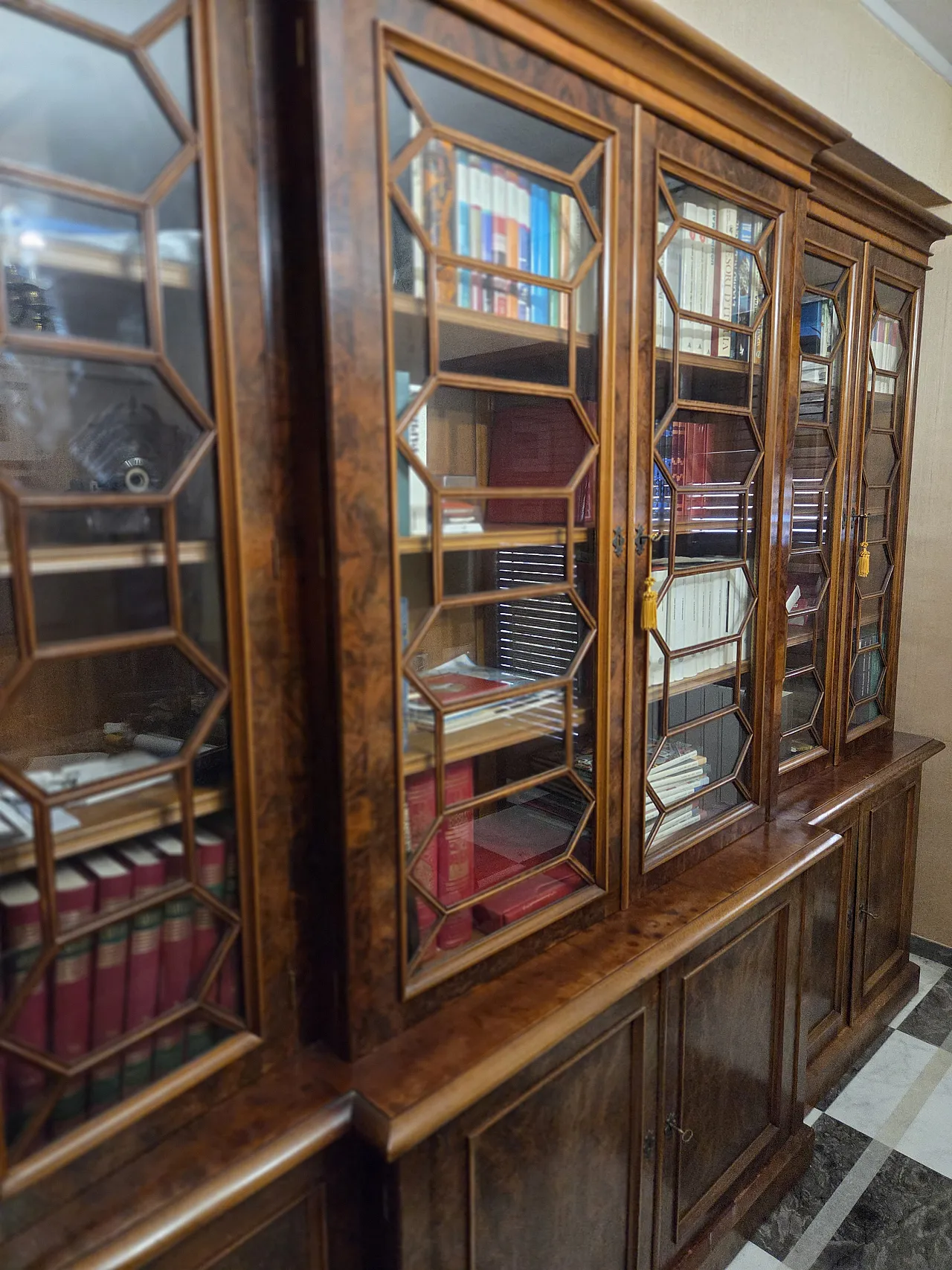 Large English style Bookcase with glass doors 3