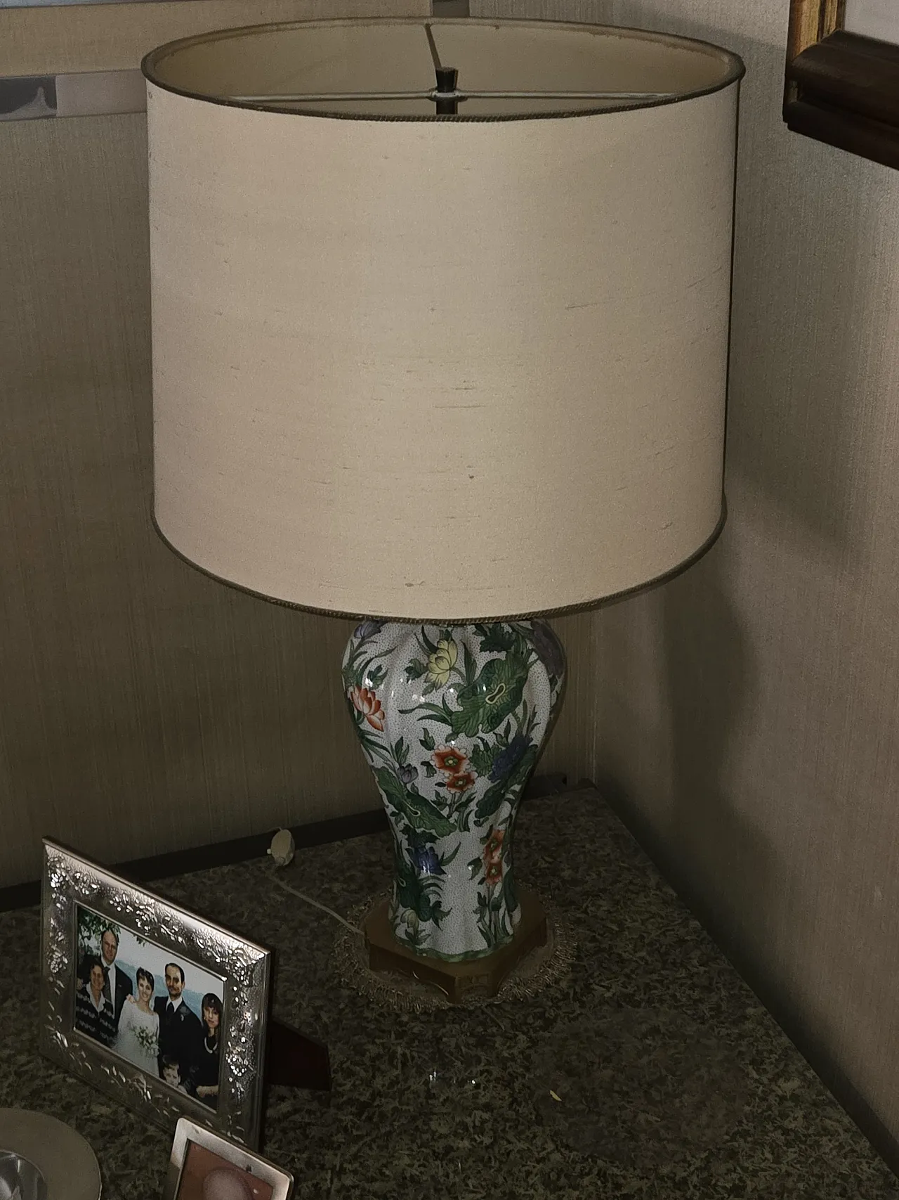 Desk lamp in ceramic and fabric, late 20th century 1