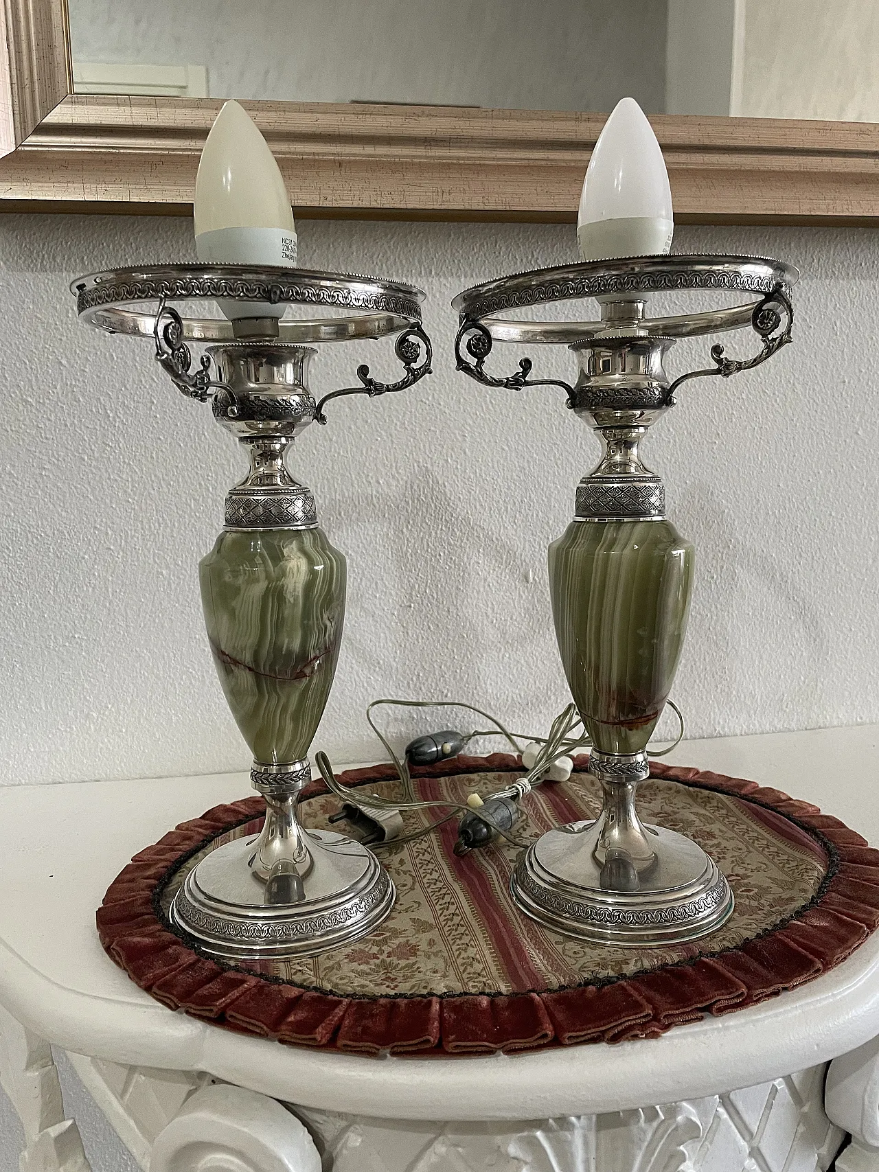 Silver abat-jour with onyx body, 1970s 1
