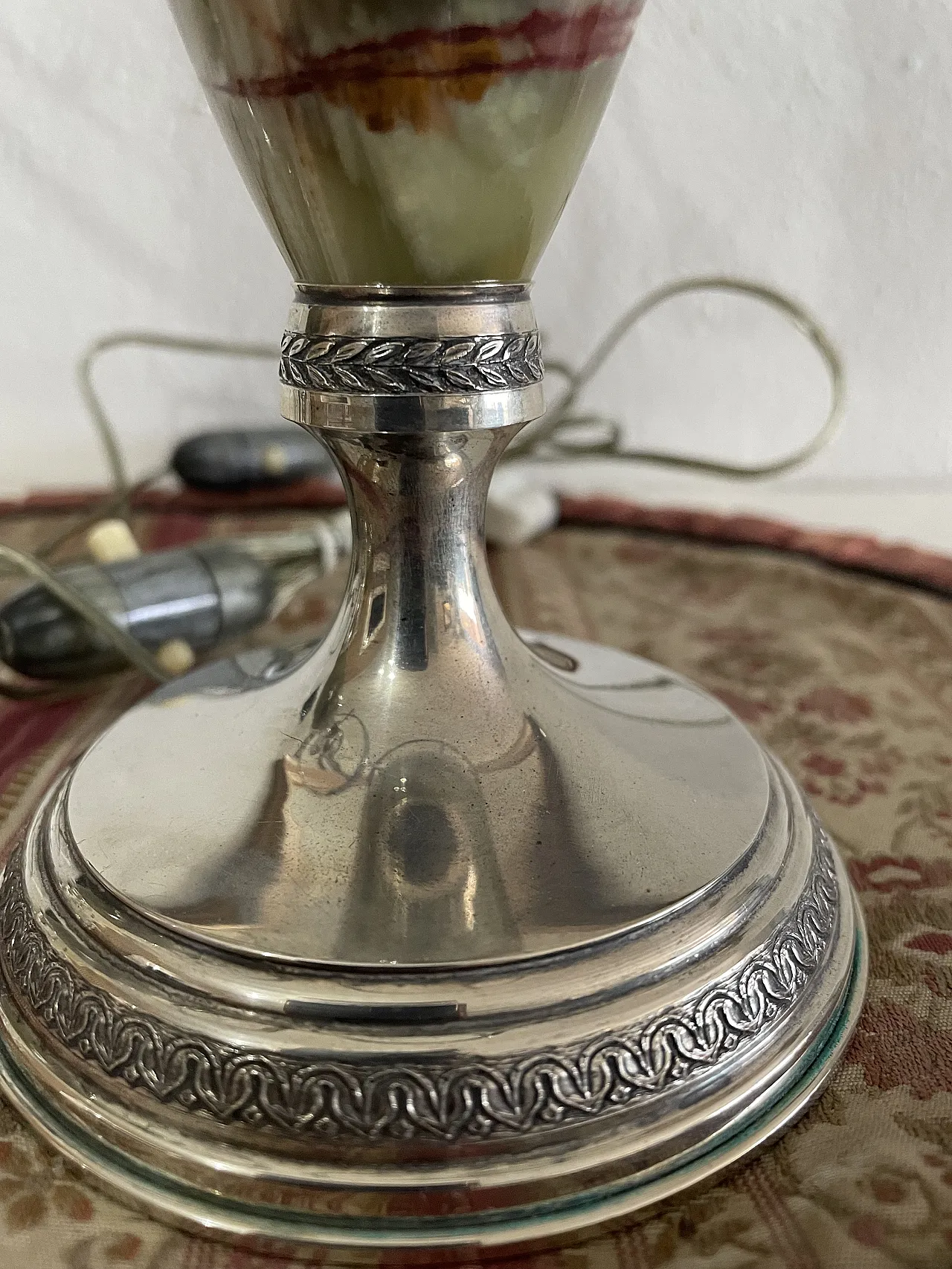 Silver abat-jour with onyx body, 1970s 3