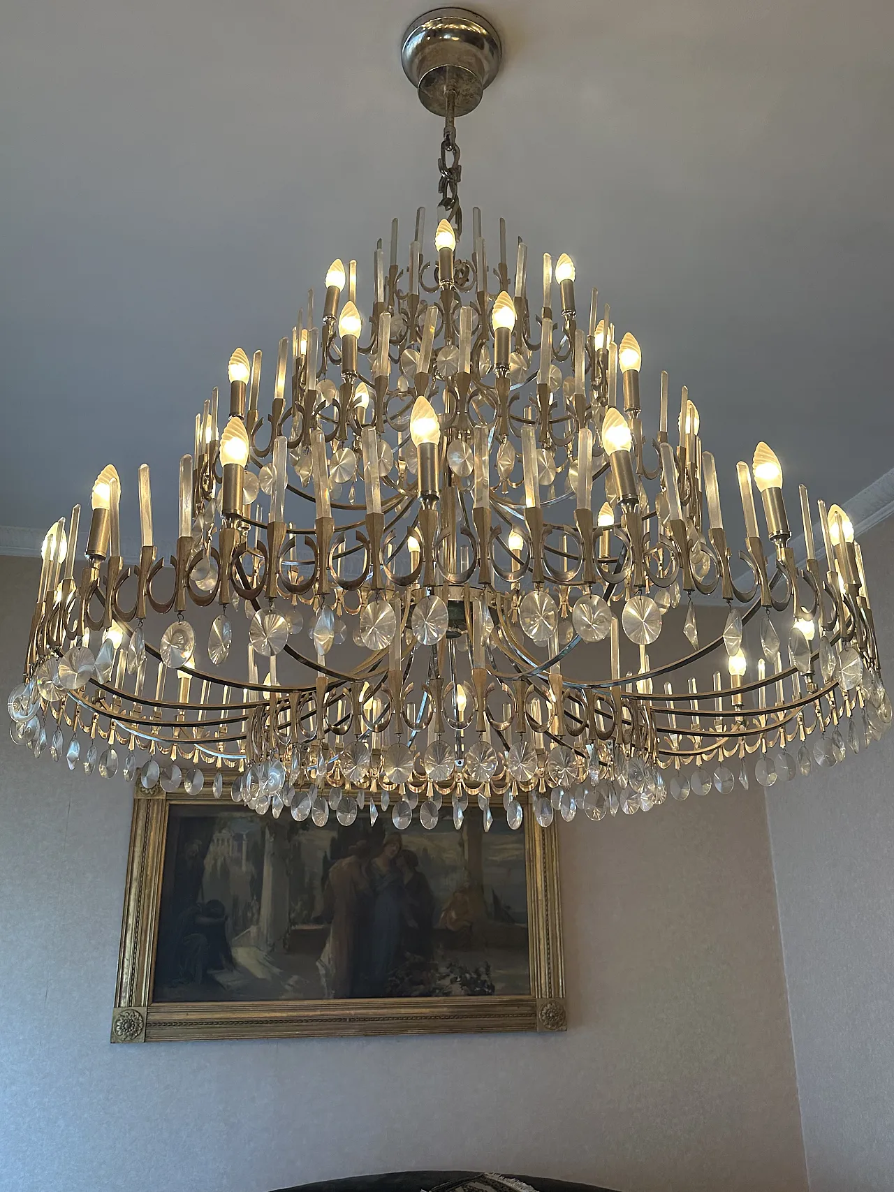 Chandelier and sconce by Gaetano Sciolari for Stilkronen, 1970s 1