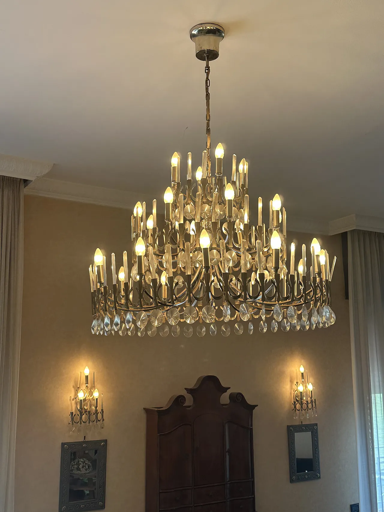 Chandelier and sconce by Gaetano Sciolari for Stilkronen, 1970s 4