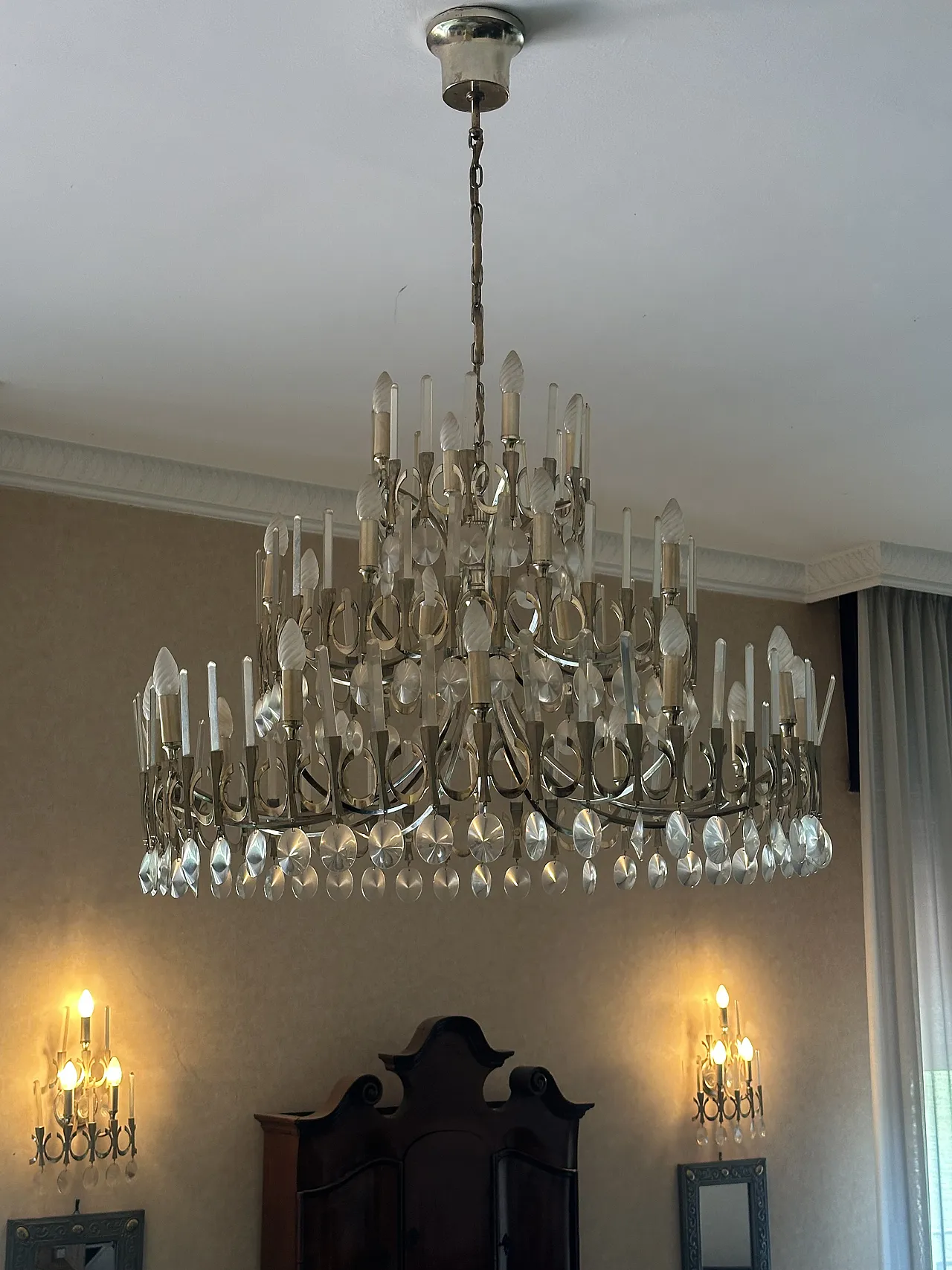 Chandelier and sconce by Gaetano Sciolari for Stilkronen, 1970s 5