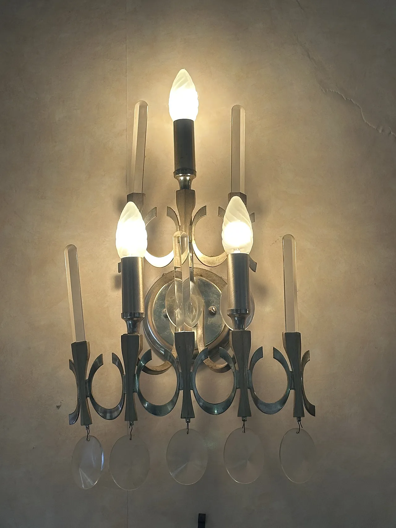 Chandelier and sconce by Gaetano Sciolari for Stilkronen, 1970s 15