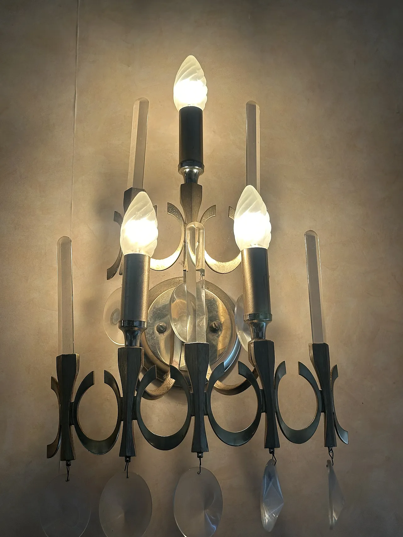 Chandelier and sconce by Gaetano Sciolari for Stilkronen, 1970s 16
