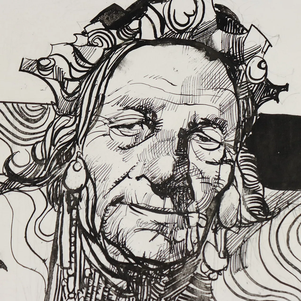 Disegno di Sergio Toppi, tecnica mista su carta, '900 4