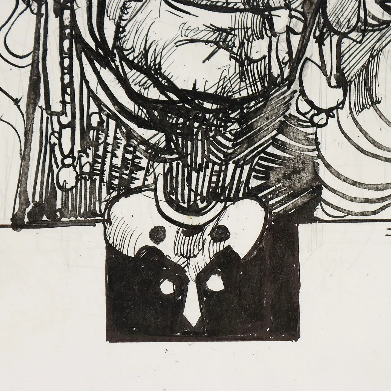 Disegno di Sergio Toppi, tecnica mista su carta, '900 6