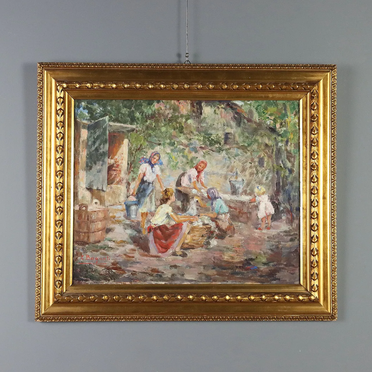 Painting Scene with Women at the Washhouse, 20th century 1