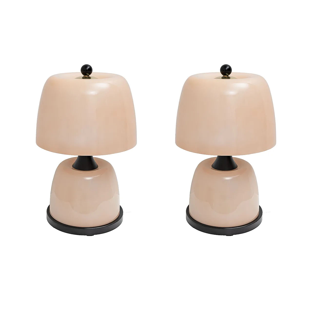 Pair of Murano glass table lamps in Powder Pink, late 20th century 1