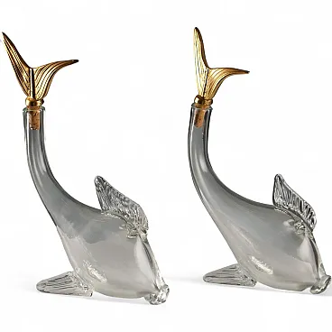 Coppia di decanter in vetro, Manifattura di Murano, '900