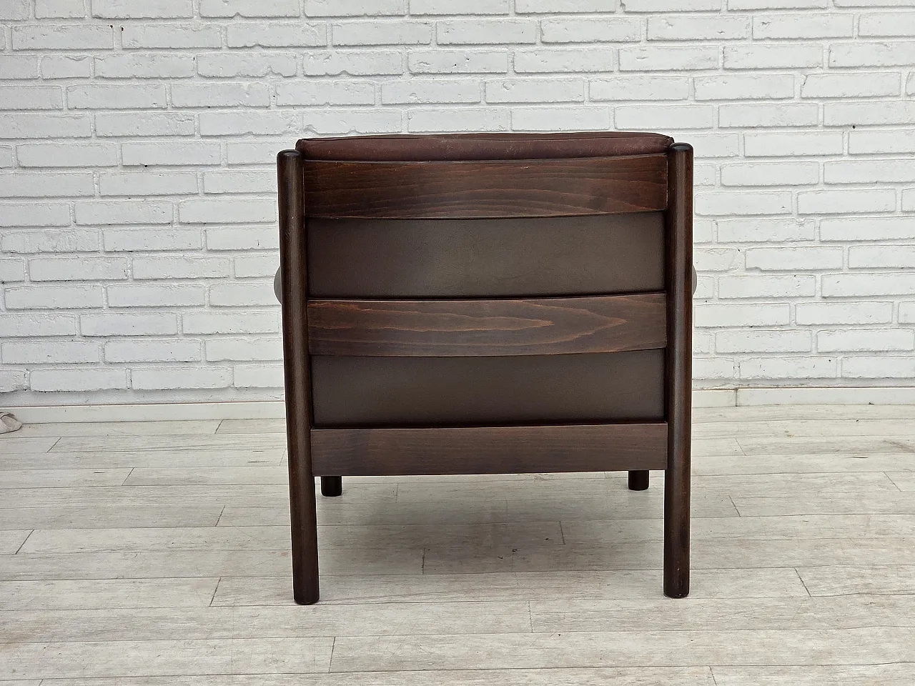 1970s, Scandinavian armchair, furniture leather, beech wood. 11