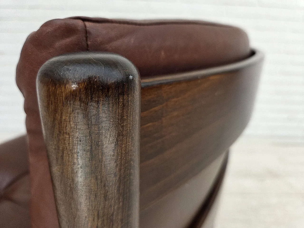 1970s, Scandinavian armchair, furniture leather, beech wood. 14