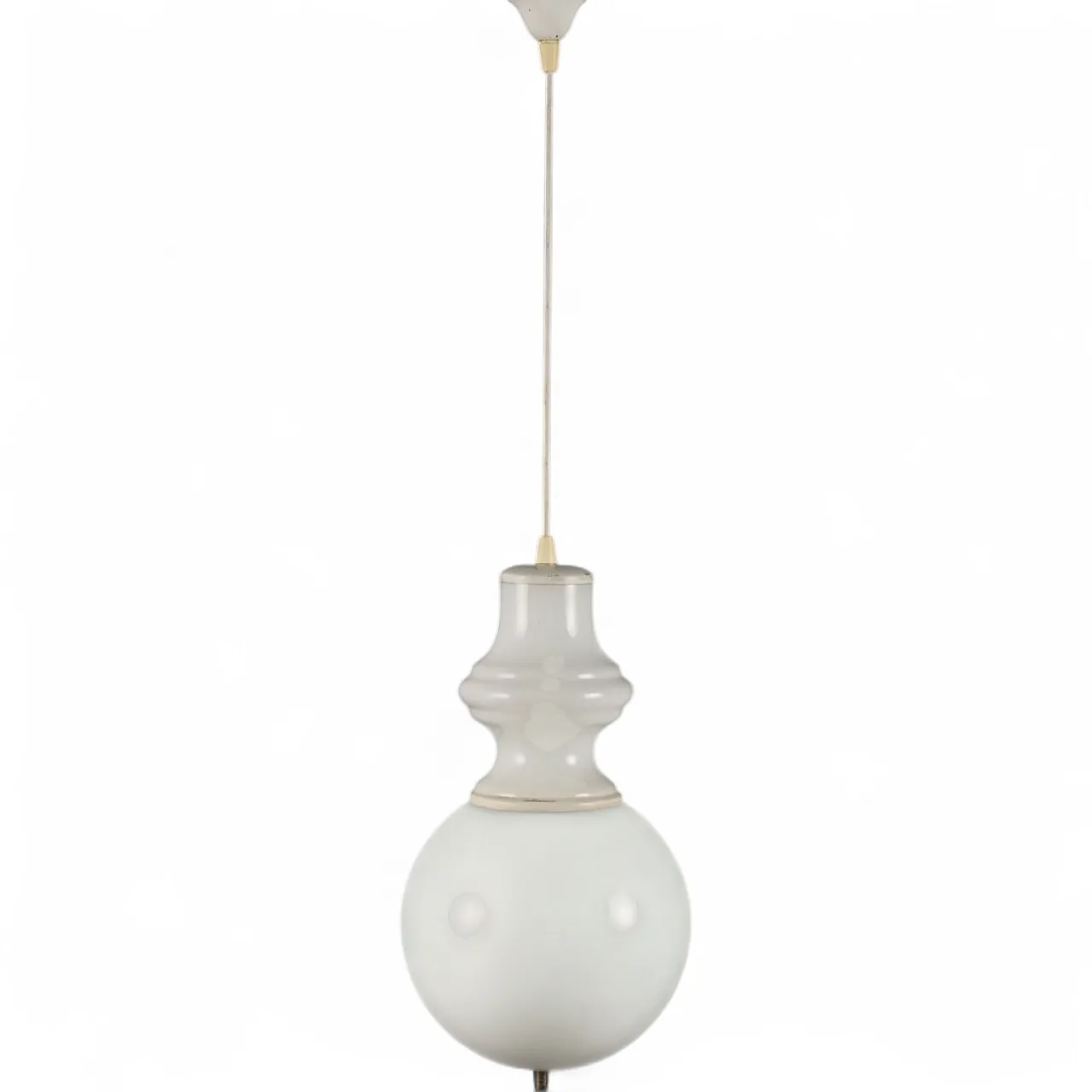 Lampadario in vetro bianco, anni '60 7