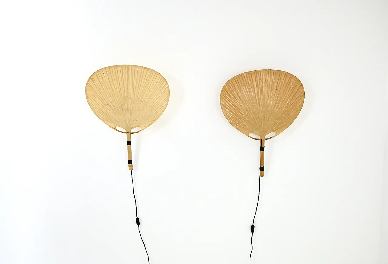 Coppia di lampade da parete “Uchiwa” di Ingo Maurer per M Design, anni '70 1