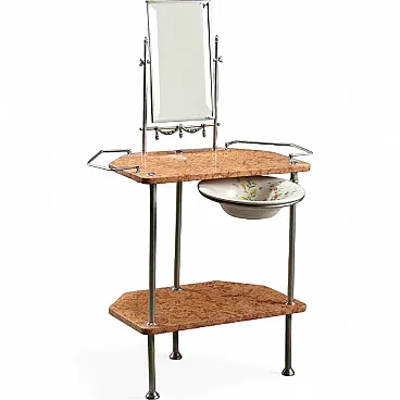 Metal and marble toilet with bevelled mirror, 20th century