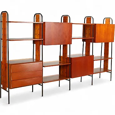 Libreria in teak impiallacciato, anni '60