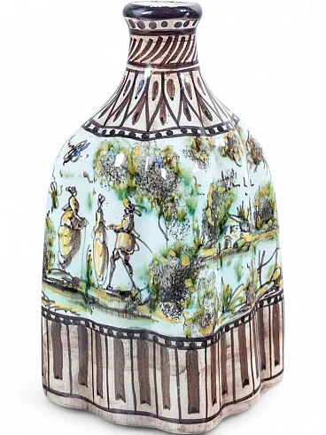 Vaso in maiolica con scene bucoliche e galanti, fine '800