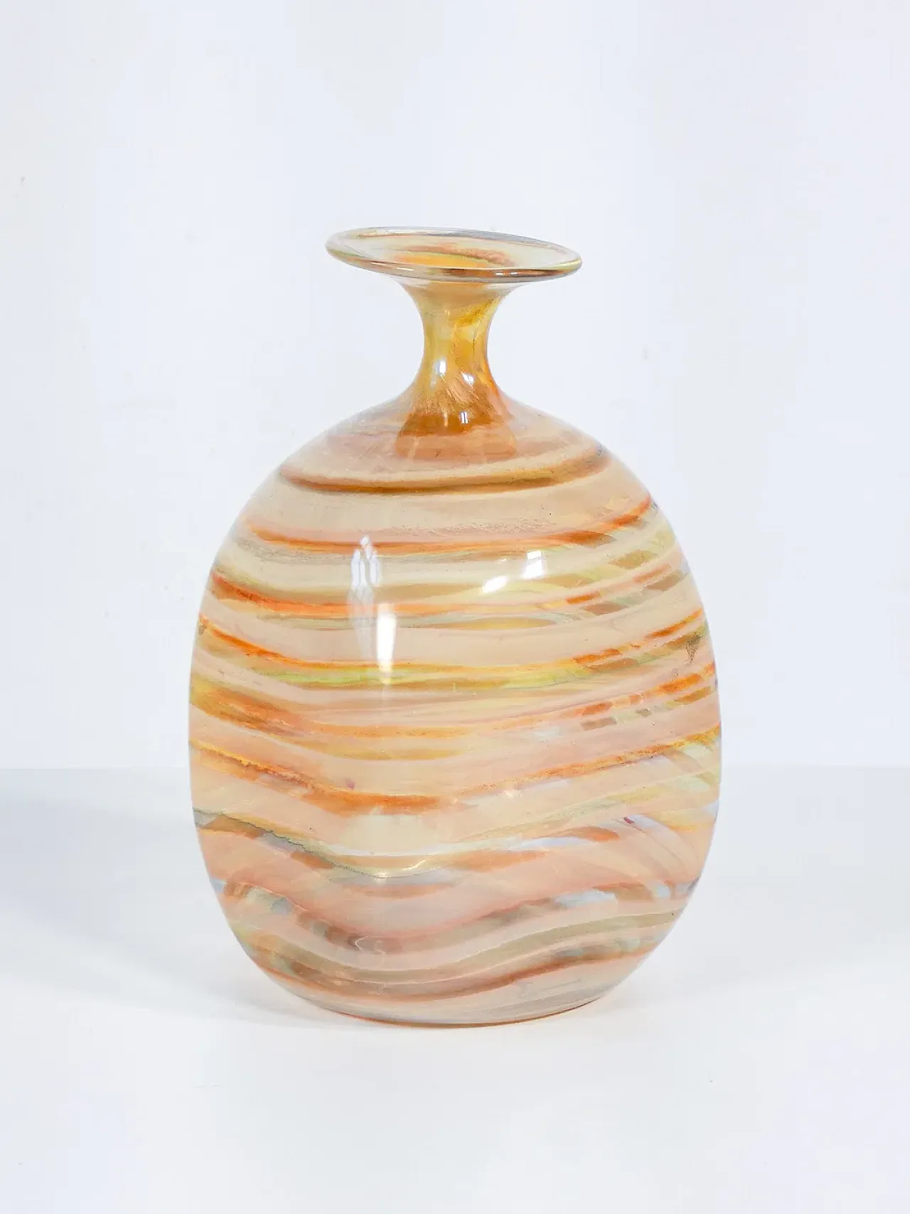 Vaso bottiglia in vetro soffiato policromo, tardo '900 1