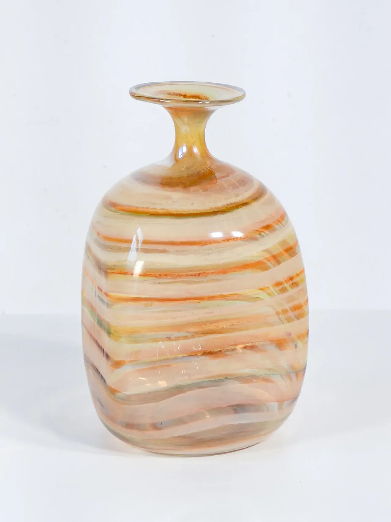 Vaso bottiglia in vetro soffiato policromo, tardo '900 2