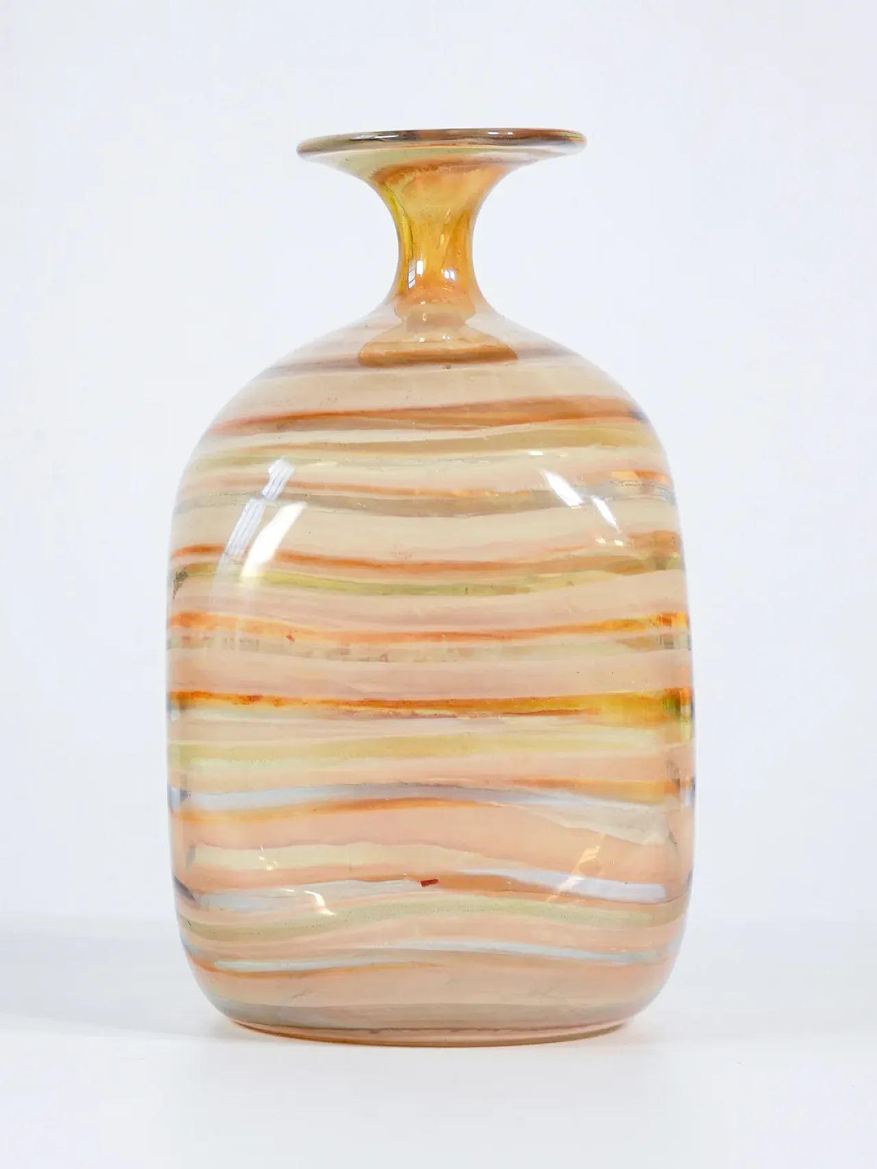Vaso bottiglia in vetro soffiato policromo, tardo '900 3