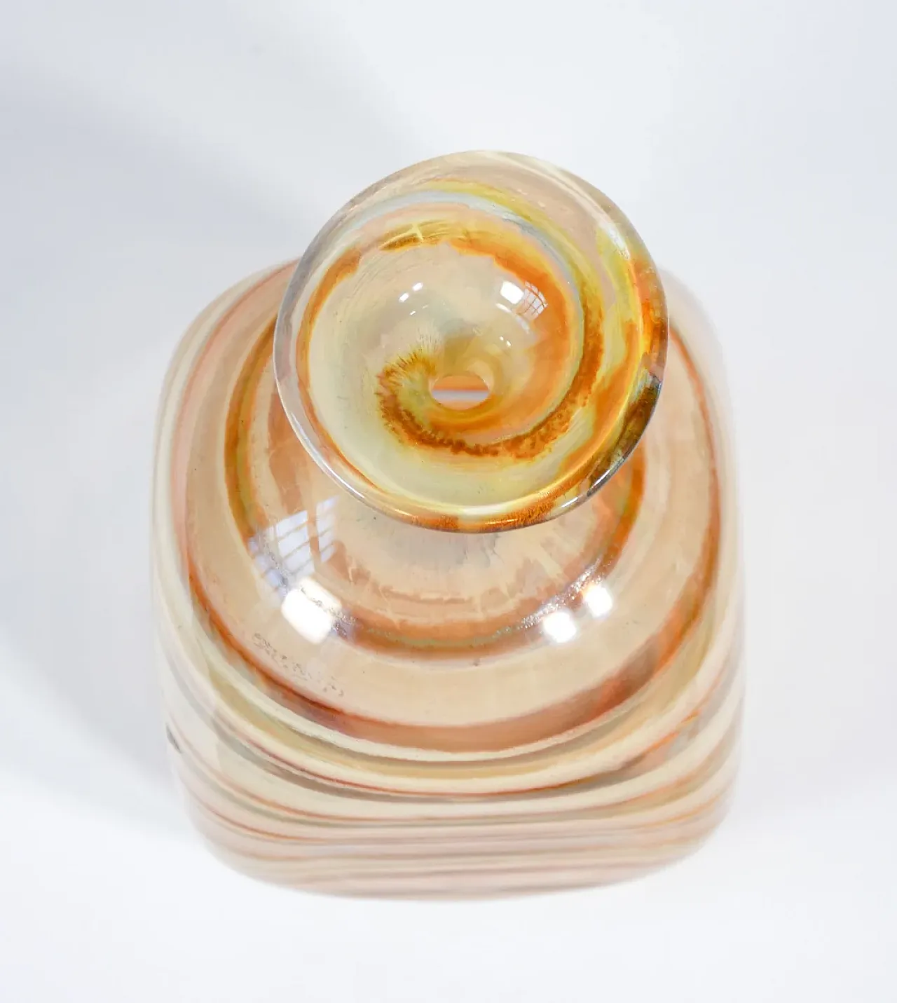 Vaso bottiglia in vetro soffiato policromo, tardo '900 4