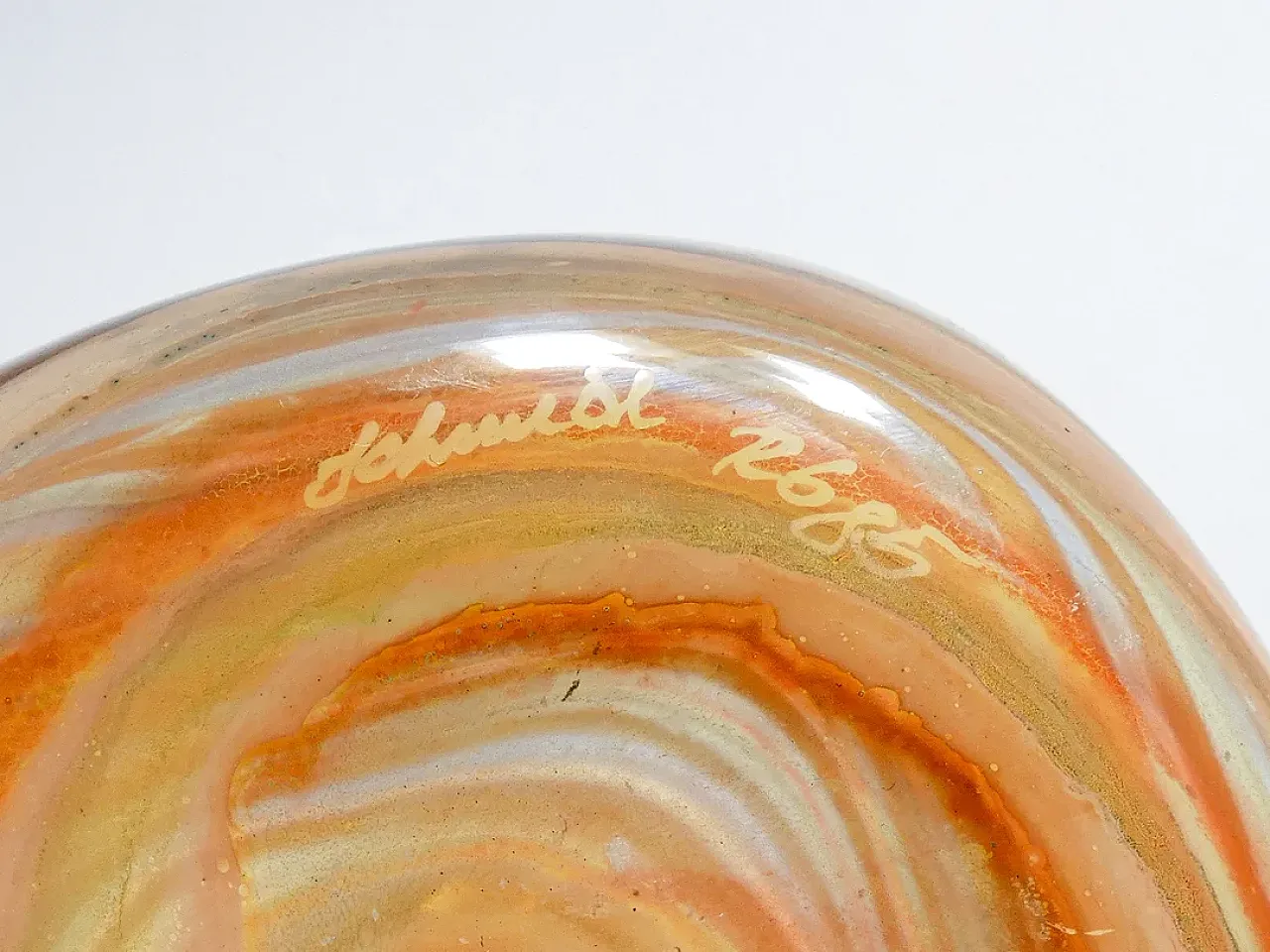 Vaso bottiglia in vetro soffiato policromo, tardo '900 6