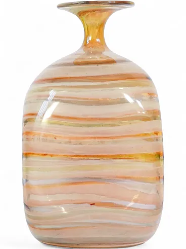 Vaso bottiglia in vetro soffiato policromo, tardo '900